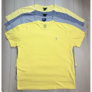 VTG Y2K Polo Ralph Lauren Men's XL T-Shirt Lot 4 Pony Logo Yellow‎ Gray Cotton